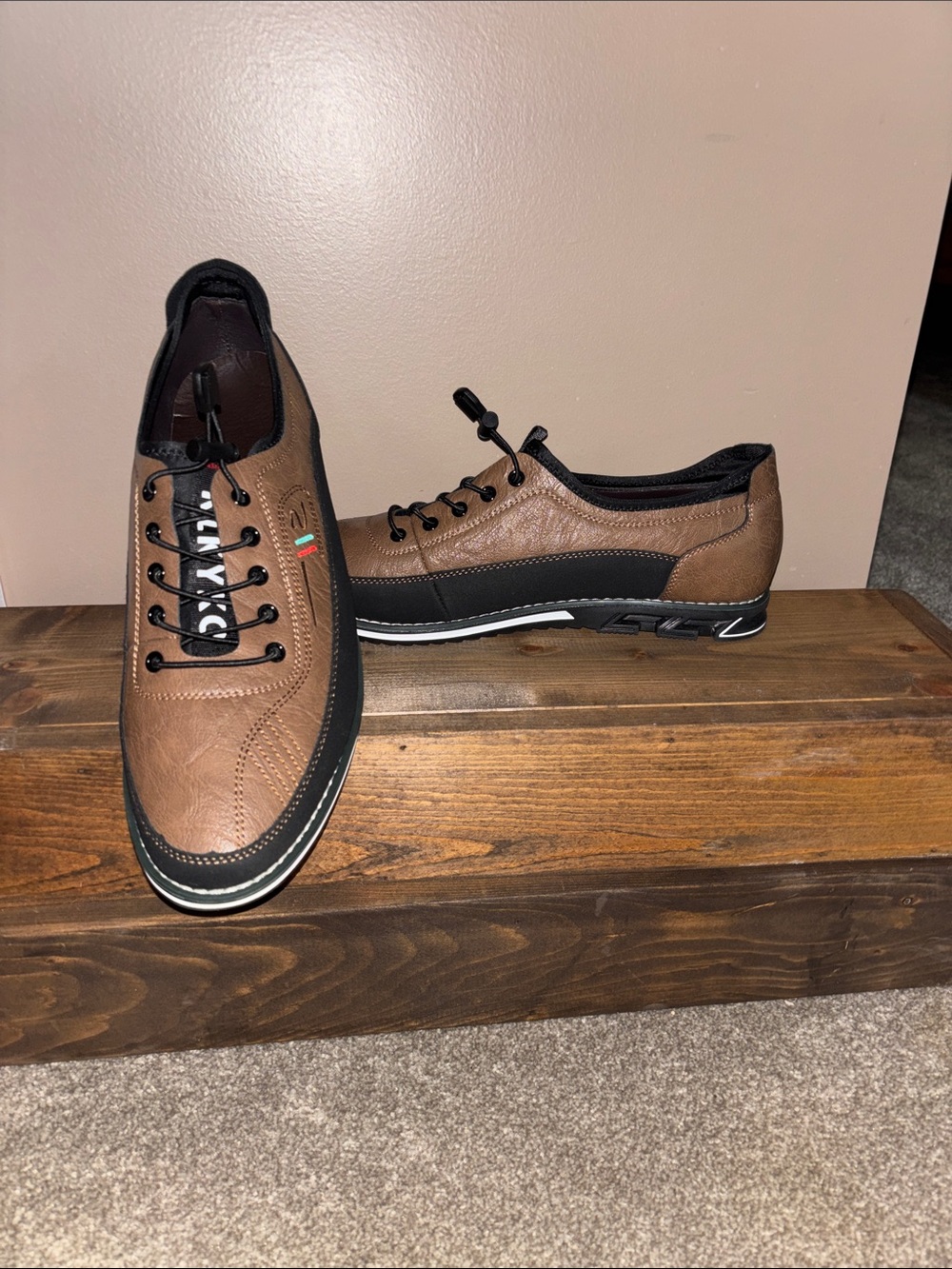 Men's Brown Slip-On Casual Loafers with Black Trim